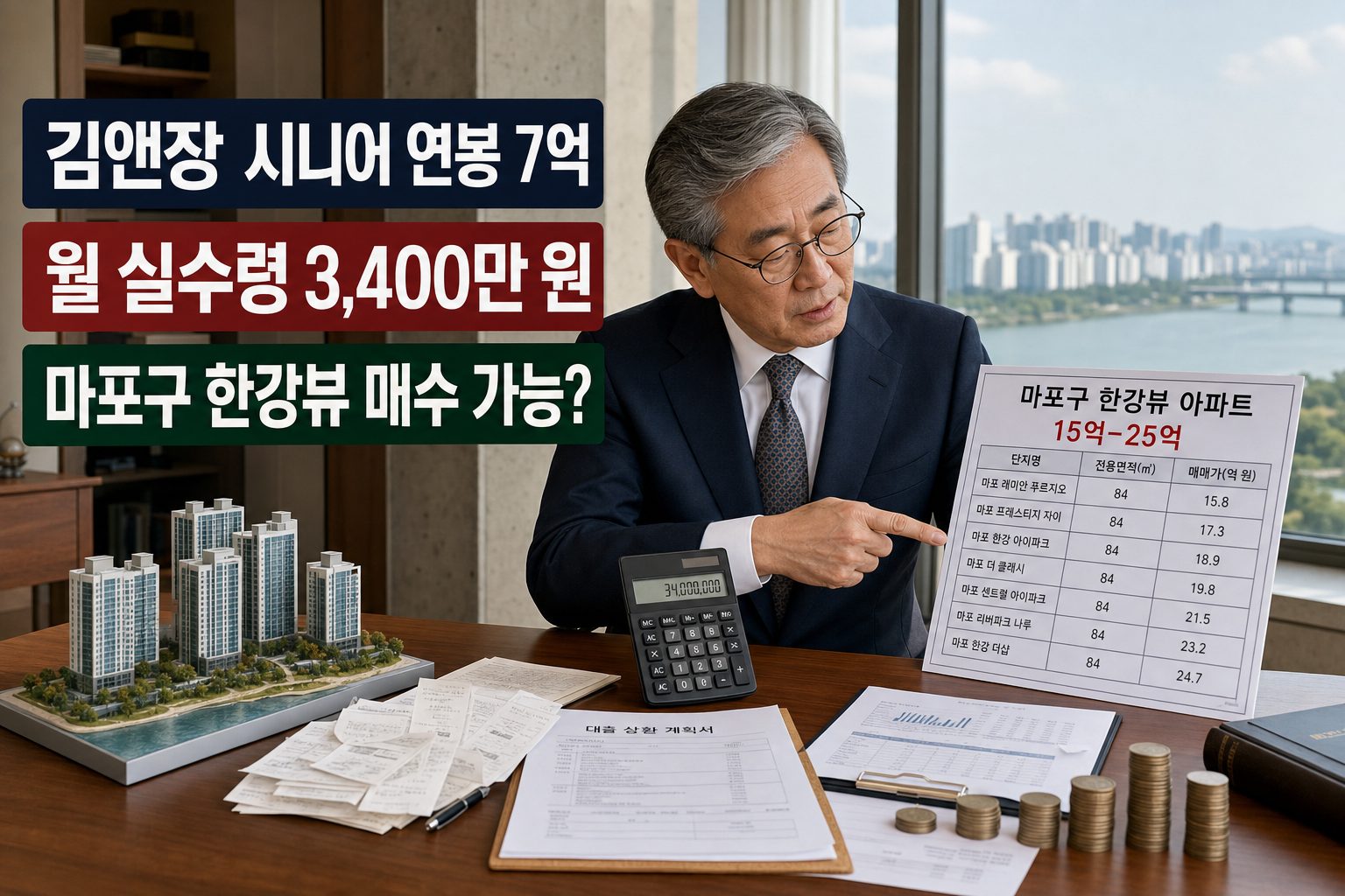 김앤장 시니어 변호사 정도면 마포구 한강뷰 아파트 매수가 가능한가