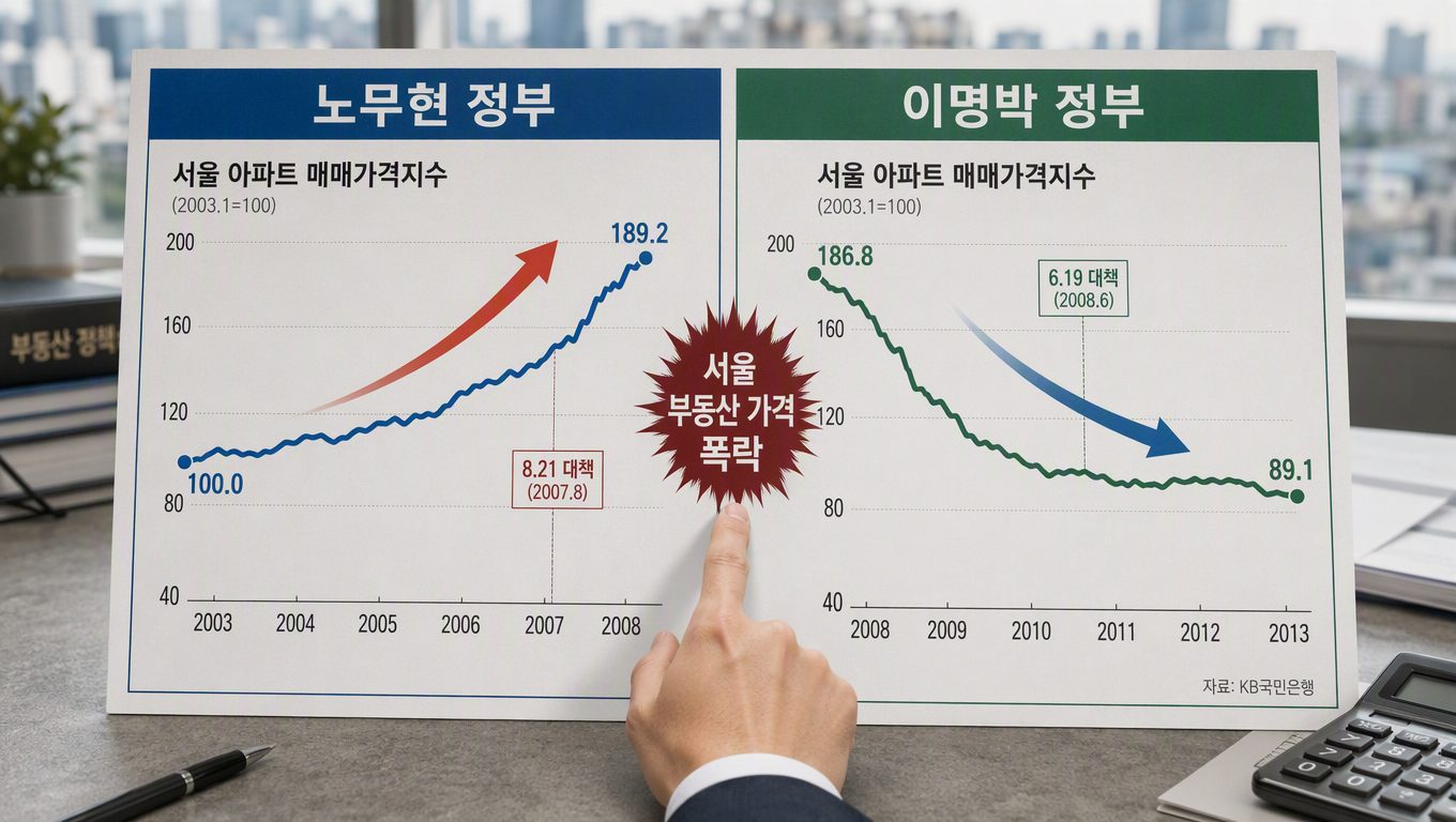 서울 부동산 가격이 정부별로 어떻게 폭락했나