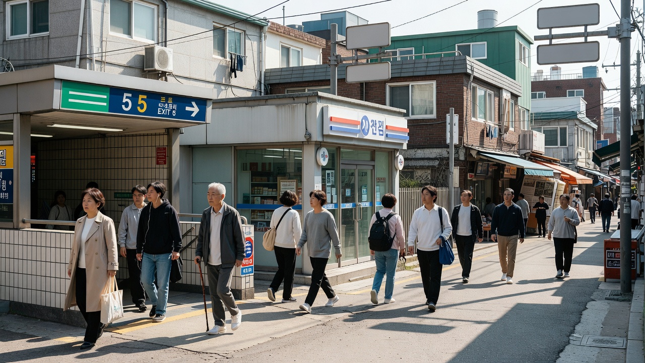 마포구청역 5번출구 근처 출구 방향과 주변 거리 풍경