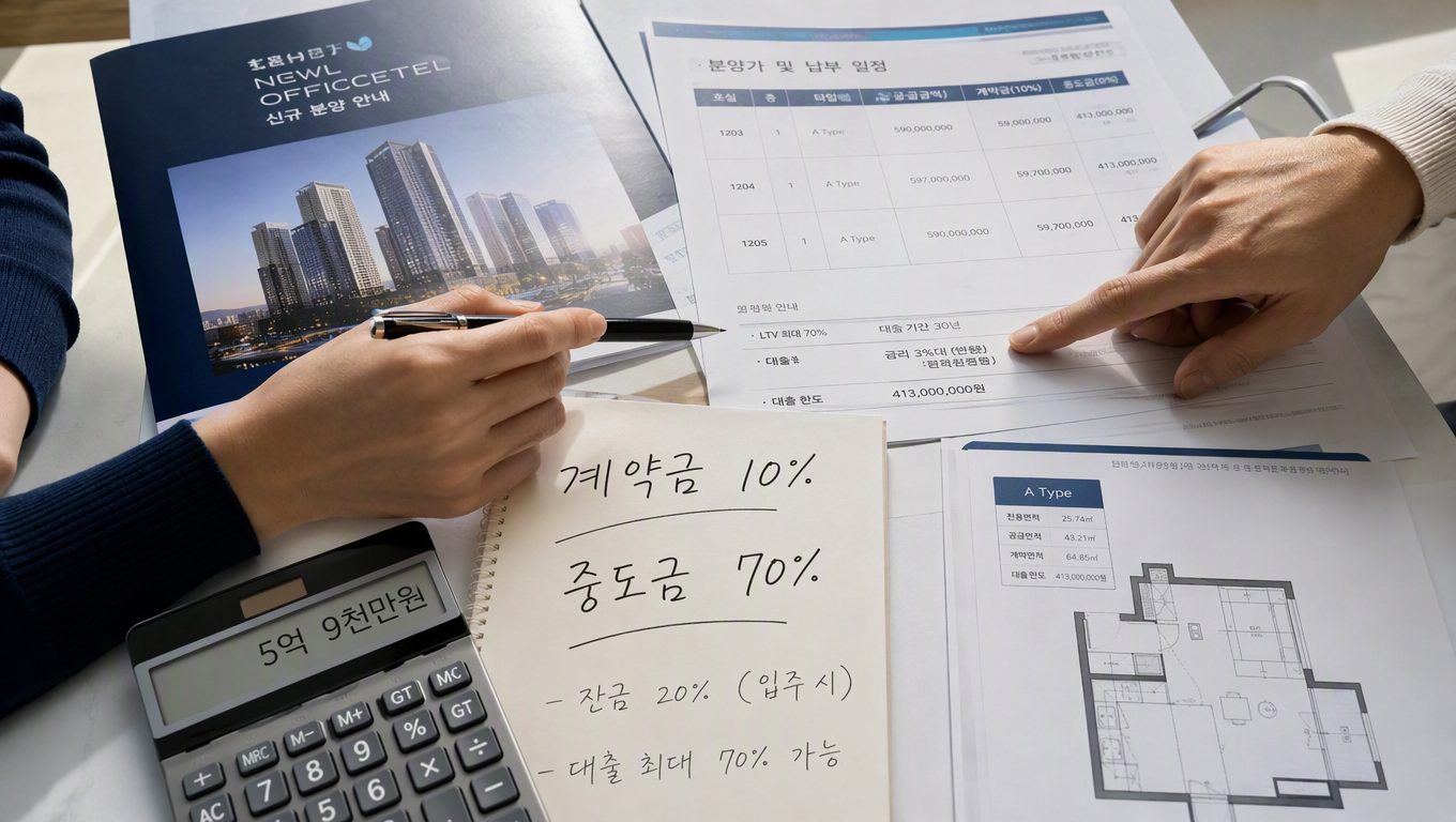 서울 신축 오피스텔 분양 계약금 10% 중도금 70% 조건 확인 방법