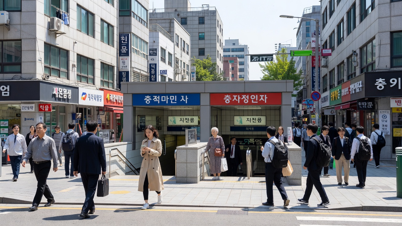 아현1구역 더블역세권 지하철역 주변 거리 모습