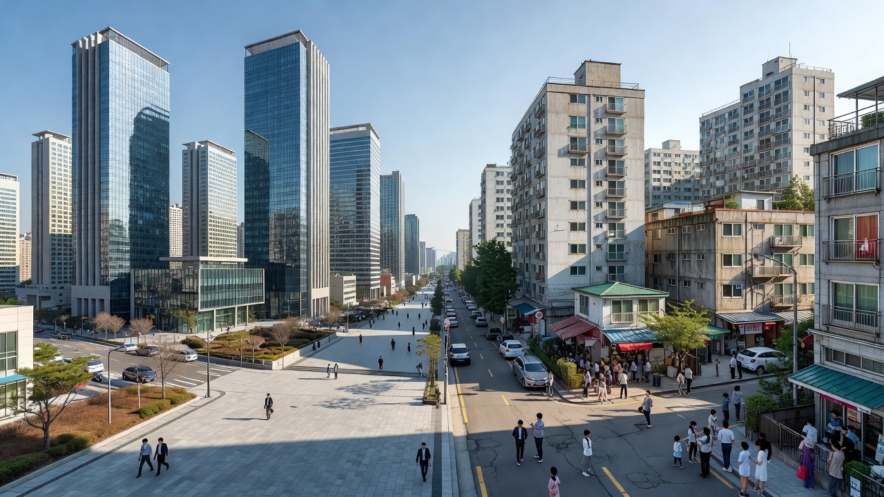 서울 부동산 가격 디커플링 현상이 나타난 강남과 외곽 아파트 모습