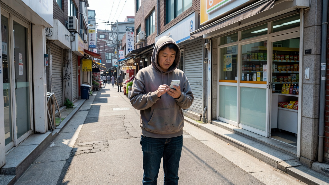 마포구청역 5번출구 근처 출구 동선을 확인하는 모습