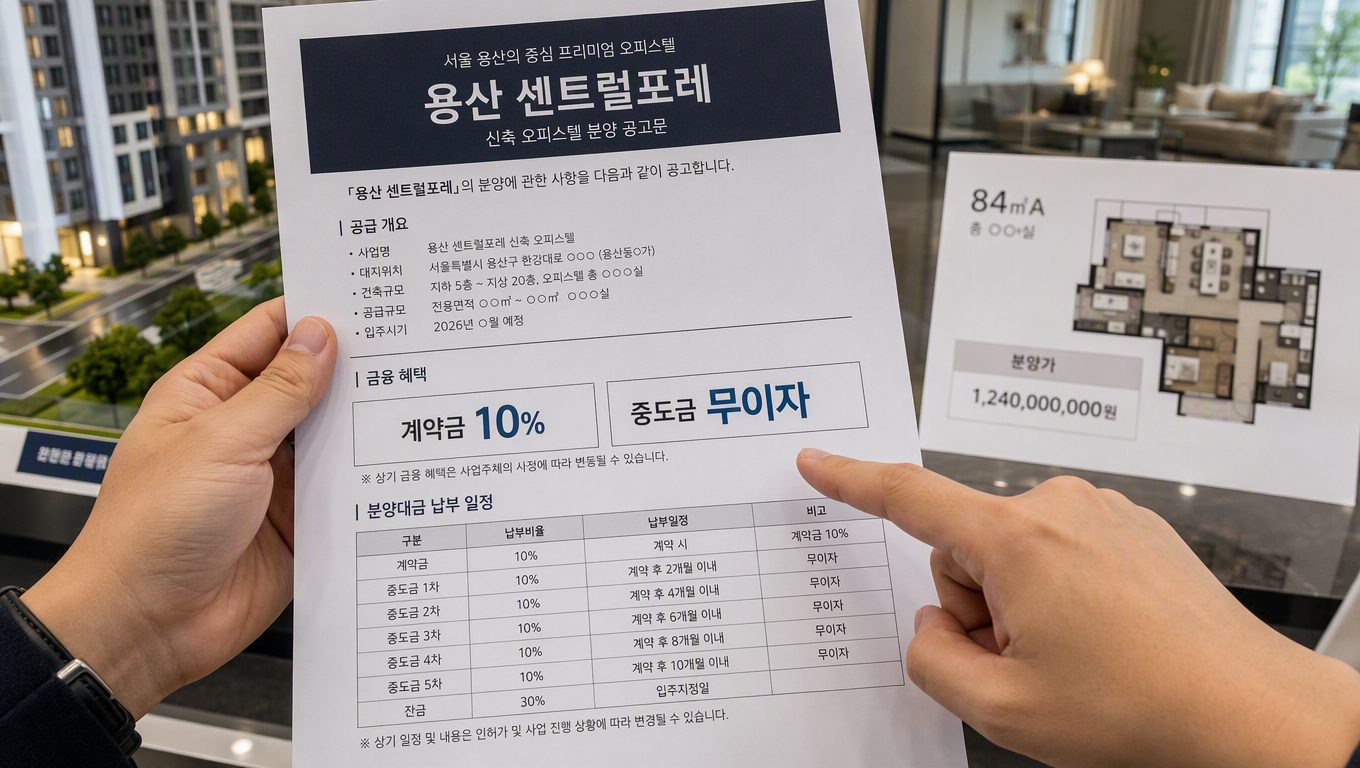 서울 신축 오피스텔 분양 계약금 비율은 어떻게 확인하나요?