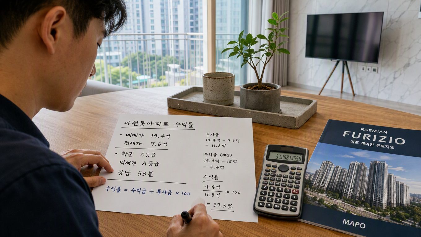 아현동아파트 수익률 계산에 학군과 역세권이 반영되는 방식