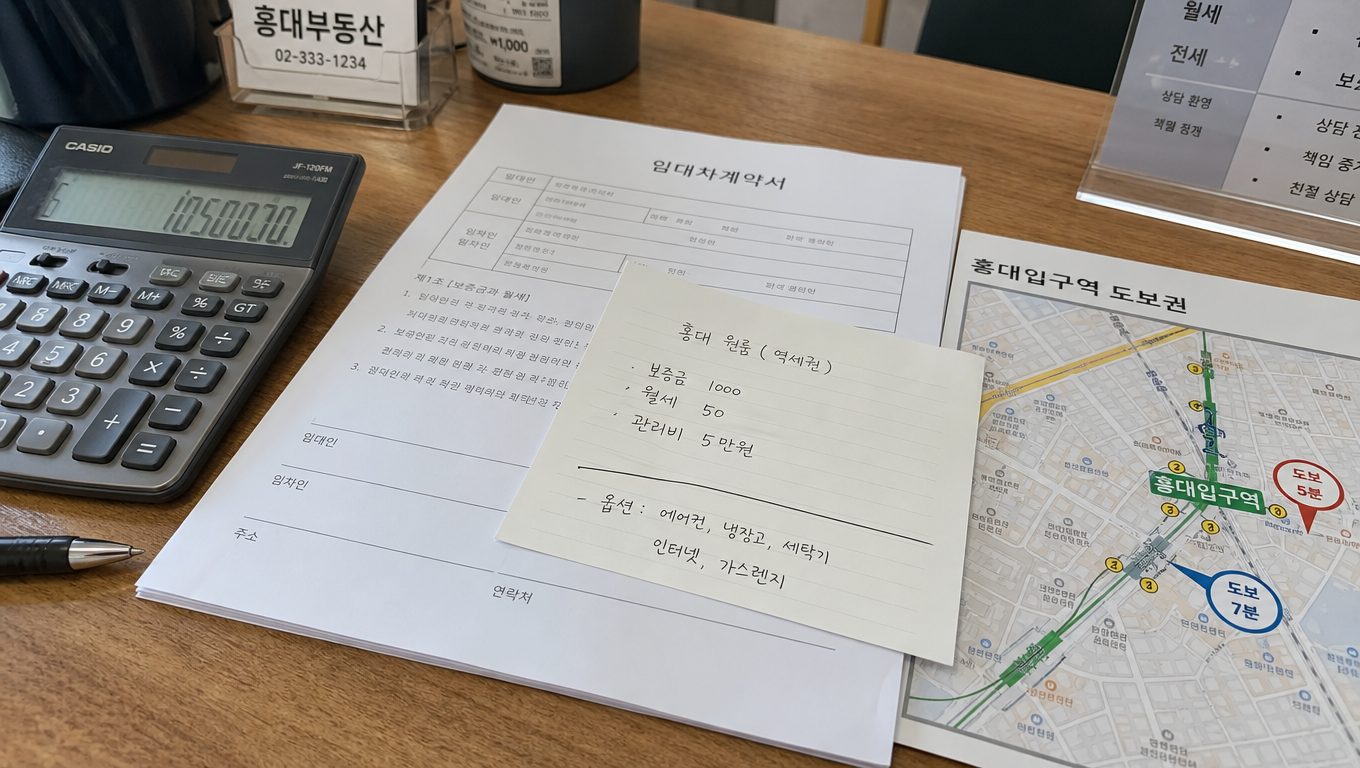 홍대 오피스텔 월세 조건과 입지별 차이, 건물매매 유형까지 홍대부동산