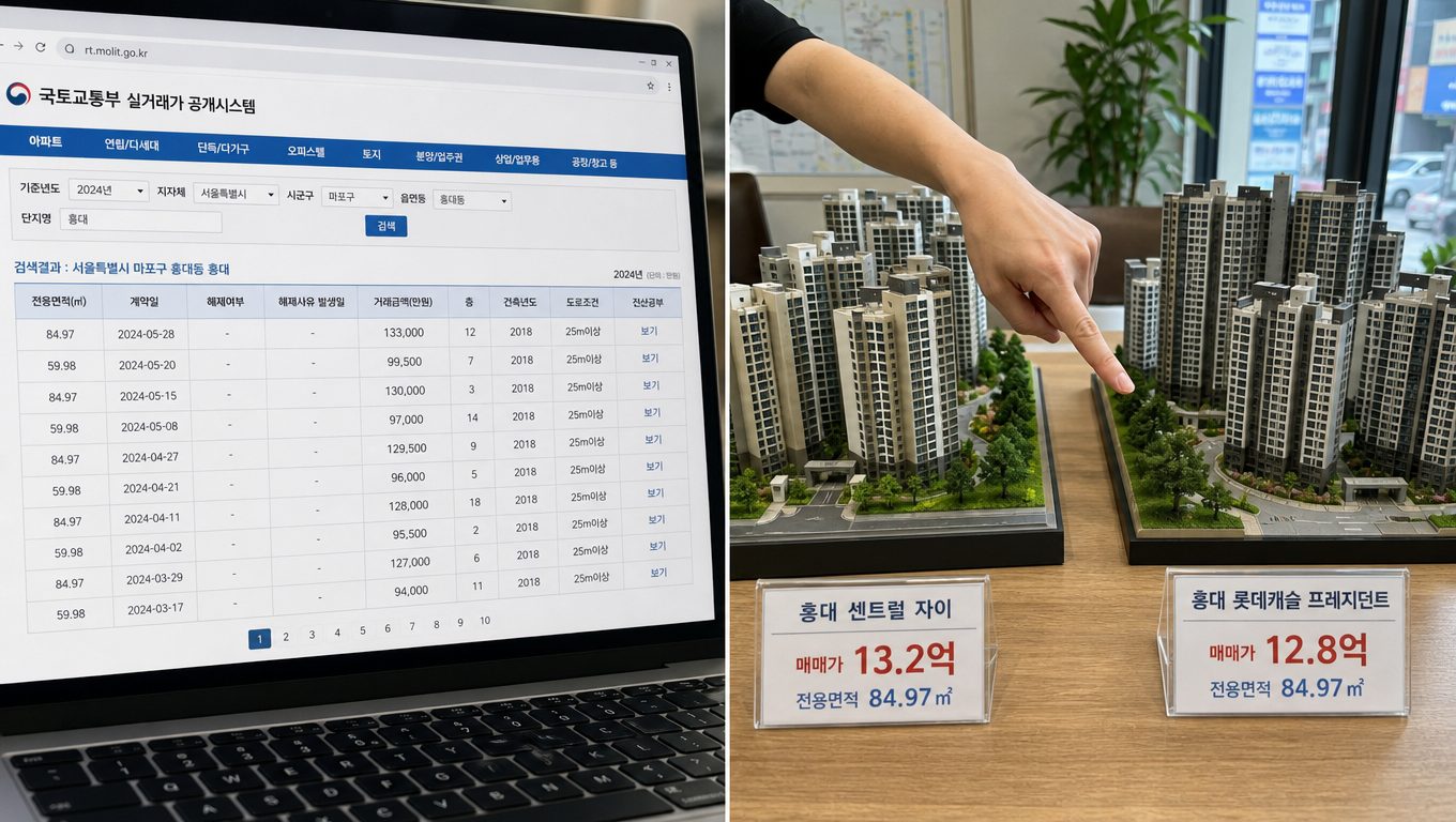 홍대부동산 실거래가 확인과 단지별 비교 방법